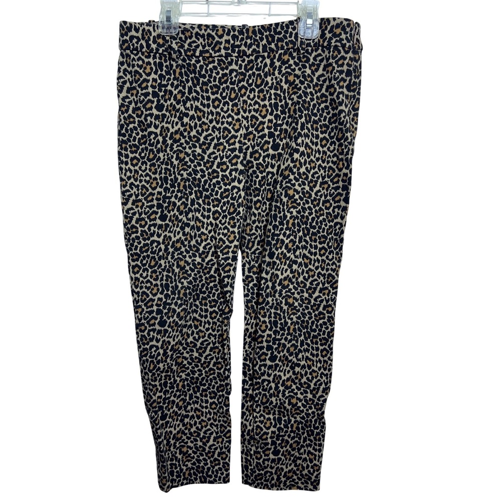 J. Crew Winnie‎ Pant Leopard Print Casual Career Women's 6 Cropped Straight Leg